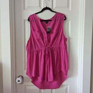 Size 1 Torrid Hot Pink Tie Waist High Low Tank Top